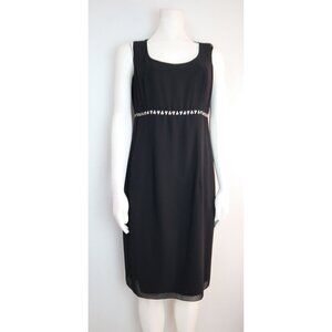 VINTAGE WOMEN'S BLACK SHEATH DRESS W/ RHINESTONE DETAIL - AFTER DARK - SIZE 7/8